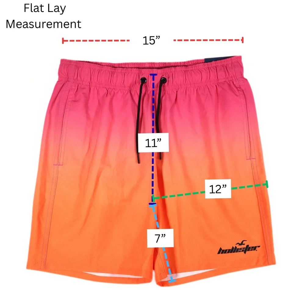 Hollister Swim Trunks Mens S Pink Orange Ombre Guard 7